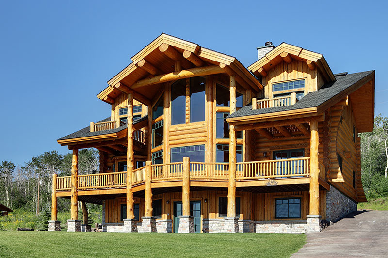 two story exterior log cabin